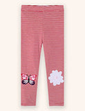 Butterfly Applique Striped Leggings