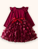 3D Flower Long Sleeve Tulle Dress
