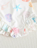 Upgraded Sunscreen Shell Print Long-sleeved Swimsuit