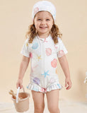 Upgraded Sunscreen Shell Print Long-sleeved Swimsuit