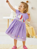 Floral Unicorn Appliqué Tulle Dress