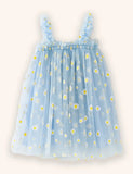Sweet Flower Embroidered Tulle Dress