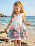 Color Slanted Shoulder Suspender Full Flower Dress