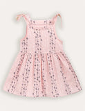Flower Print Striped Suspender Dress