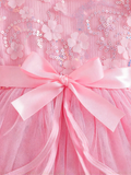 Elegant Three-dimensional Flower Tulle Dress