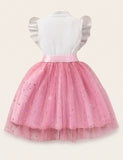 Embroidered Tulle Bow Dress