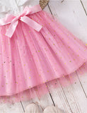Embroidered Tulle Bow Dress