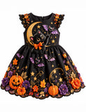 Midnight Black Cat & Pumpkin Bat Halloween Dress