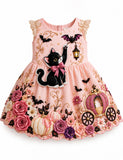 Black Cat & Pumpkin Carriage Halloween Dress