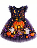 Halloween Pumpkin House Tulle Dress