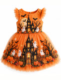 Halloween Ghosts & Haunted House Tulle Party Dress