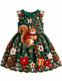 Christmas Squirrel Woodland Party Dress
