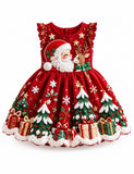 Santa & Reindeer Christmas Gift Embroidered Dress