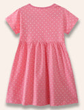 Cartoon Mouse Appliqué Dotted Dress