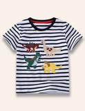 Sød Dinosaur Appliqué T-shirt