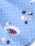 Floral Swam Appliqué Dotted Dress