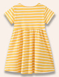 Rabbit Appliqué Striped Dress