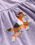 Cute Cat Applique Cotton Dress