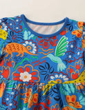 Kjole med blomstret dyreprint