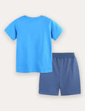 Cartoon Shark Print Short Sleeve T-Shirt and Shorts Set