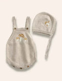 Mushroom Embroidered Sweater Romper Set