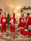 Christmas Family Matching Bear Fleece Hooded Zip-Up Pajamas