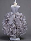 Flower Embroidery Multi-layer Tulle Trailing Princess Dress