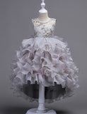 Flower Embroidery Multi-layer Tulle Trailing Princess Dress