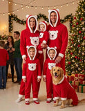 Christmas Family Matching Bear Fleece Hooded Zip-Up Pajamas