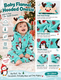 Christmas Family Matching Penguin Fleece Hooded Zip-Up Pajamas