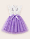 Embroidered Tulle Bow Dress