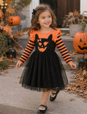 Halloween Striped Print Tulle Dress