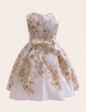 Flower Print Sleeveless Bow Princess Dress