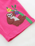 Animal Embroidered Cotton Shorts