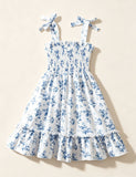 Cute Floral Bow Suspender Dress