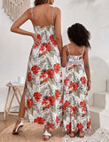 Mom and Me Holiday Elegant Flower Print Dress