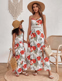 Mom and Me Holiday Elegant Flower Print Dress