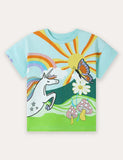 Enhjørning Print Kortærmet T-shirt