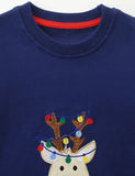 Sweat-shirt à appliqué de renne et lampion de Noël