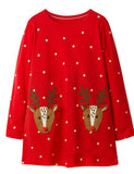 Christmas Applique Long Sleeve Dress