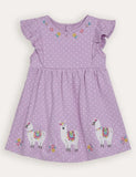 Lilac Purple Llama Appliqué Summer Dress