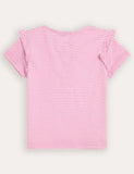 Fuchsia Pink Unicorn Appliqué Frill Shoulder T-Shirt