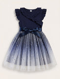 Fungus Edge Star Sequins Tulle Princess Dress