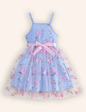 Flower Embroidered Tulle Suspender Dress