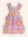 3D Butterfly Floral Multi Color Tulle Dress