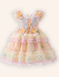3D Butterfly Floral Multi Color Tulle Dress