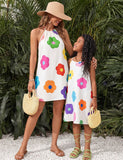 Mom and Me Floral Print Suspender Dress