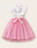 Embroidered Tulle Bow Dress