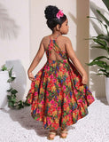 Kleid mit Batikmuster für Mama und mich mit tropischen Früchten