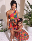 Kleid mit Batikmuster für Mama und mich mit tropischen Früchten